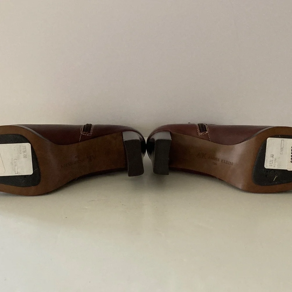 Anne Klein Brown Leather Ankle Boots/3